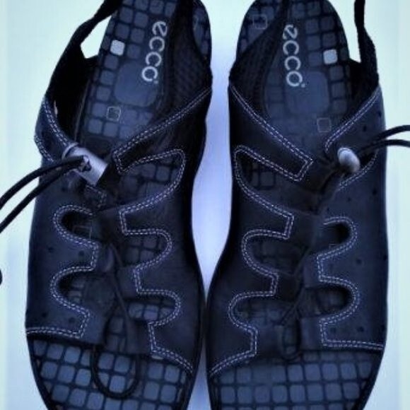 Ecco Jab Toggle Lace Gladiator Black Sandal Women's sz EUR 40  US 9 - Picture 1 of 7